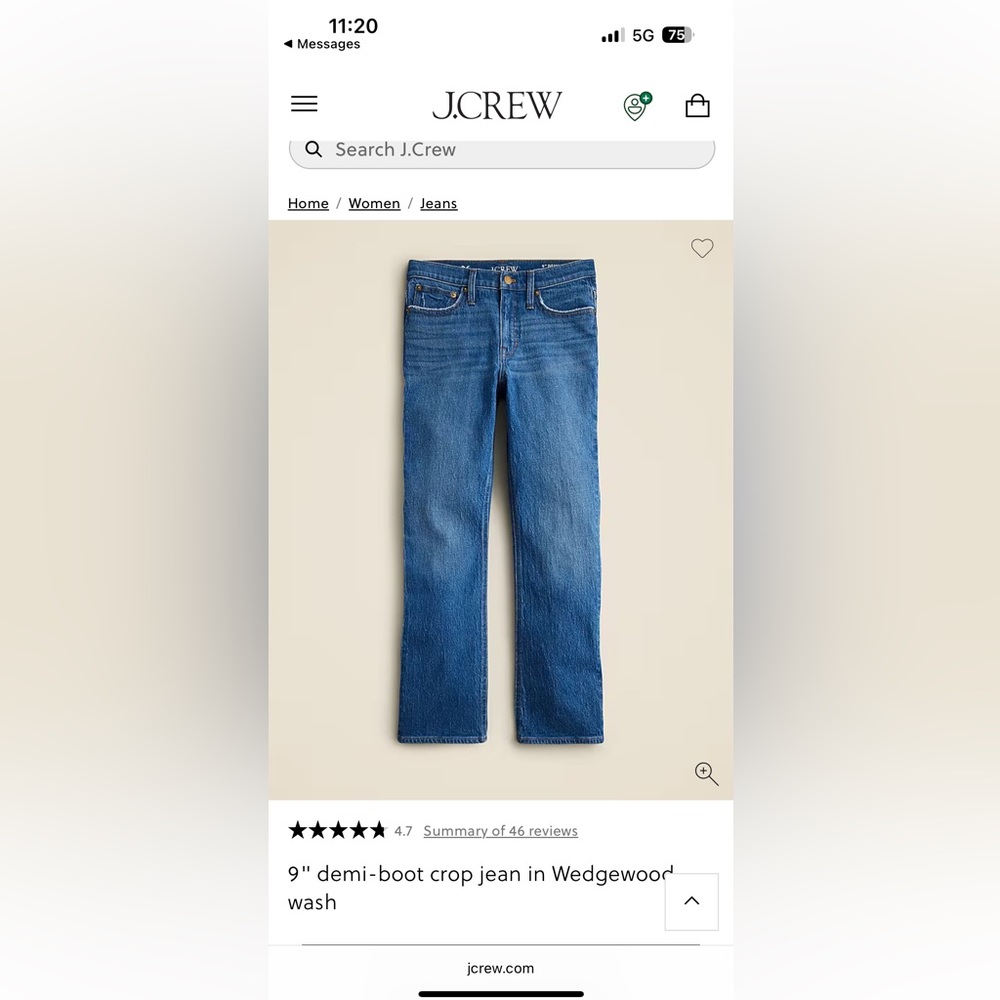 J. Crew 9” Demi Boot Crop Jeans